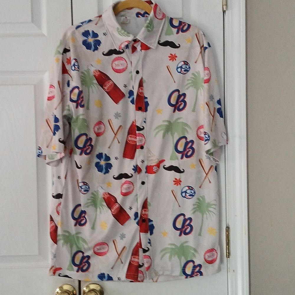 Destroyer Rocks Kannapolis Cannon Ballers Cheerwine button down shirt Sz L EUC